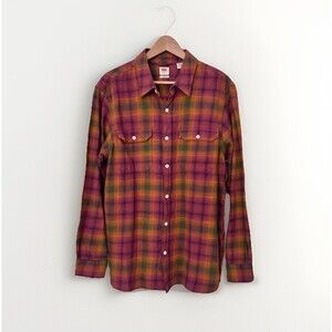 Levi’s The Jackson Worker Flannel Relaxed Fit Plaid Over Shirt Mens Medium